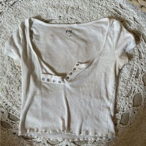 Women's White Ribbed Top